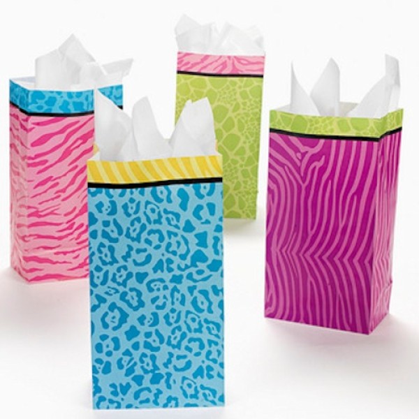 Colored Safari Animal Print Treat Bags Colored Safari Animal Print Treat Bags