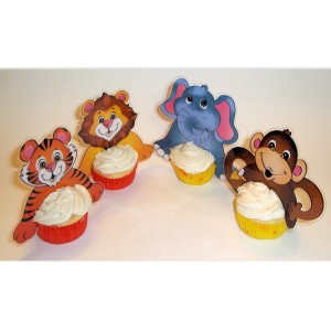 RTD-2073 : Jungle Safari Zoo Animal Cupcake Picks 4-Pack at Zoo Animal Party . com