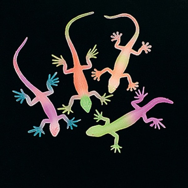 12 Pack Glow In The Dark Lizards Plastic Neon Toy Figures Birthday Party Favors