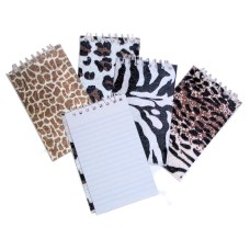 25-Pack Soft Jungle Safari Zoo Animal Print Spiral Writing Pads