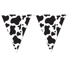 Farm Animal Party Cow Print 12 foot Pennant Banner
