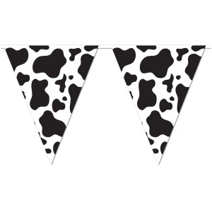 RTD-2537 : Farm Animal Party Cow Print 12 foot Pennant Banner at Zoo Animal Party . com