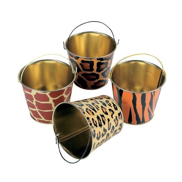Tinplate Paradise Safari Treat Pail Metal Favor Bucket Tinplate Paradise Safari Treat Pail Metal Favor Bucket