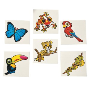 RTD-2992 : Rainforest Jungle Animal Creature Tattoos 36-pack at Zoo Animal Party . com