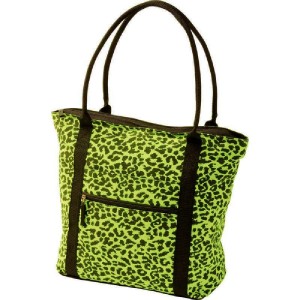RTD-3097 : Extreme Pak Neon Green Leopard Print Shopping Tote at Zoo Animal Party . com