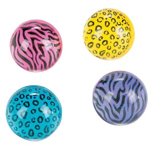 RTD-3158 : Neon Animal Print Rubber Bouncy Ball at Zoo Animal Party . com