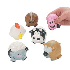 12-Pack Foam Rubber Farm Animals Squeeze Balls for Barnyard Party Favors