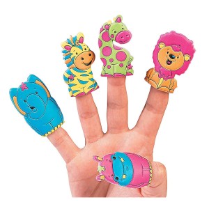 RTD-3330 : Colorful Jungle Zoo Animal Puffy Finger Puppet at Zoo Animal Party . com