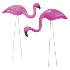 Mini Pink Flamingo Yard Ornaments 2 pc Set