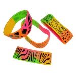Zoo Animal Rainbow Safari Print Wide Rubber Bracelets